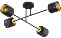 Deckenleuchte 4-flammig Metall Schwarz Gold E27 L:70 cm