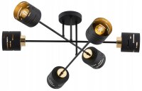 Deckenlampe 6-flammig Schwarz Gold E27 B:70 cm Modern