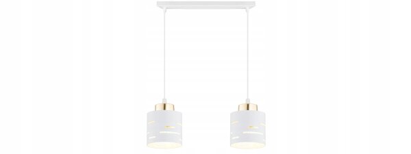 Pendelleuchte 2-flammig Metall Weiß Gold E27 L:40 cm