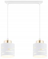 Pendelleuchte 2-flammig Metall Wei&szlig; Gold E27 L:40 cm