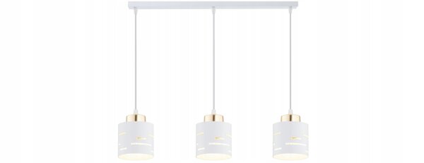 Pendelleuchte 3-flammig Weiß Gold E27 L:60 cm Metall