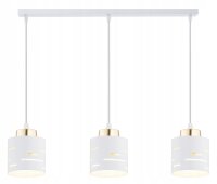 Pendelleuchte 3-flammig Weiß Gold E27 L:60 cm Metall