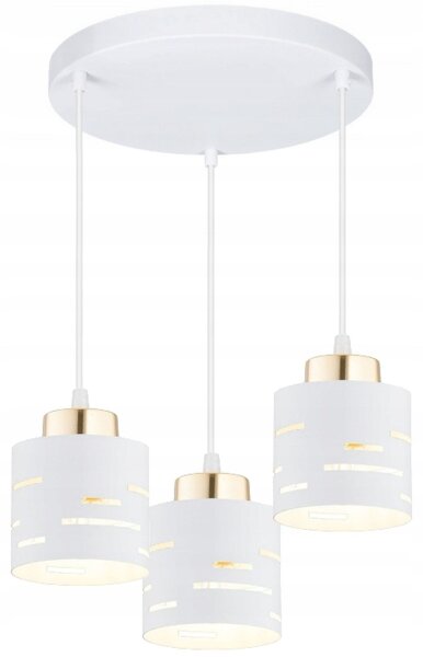 Pendelleuchte 3-flammig Weiß Gold E27 B:30 cm Modern