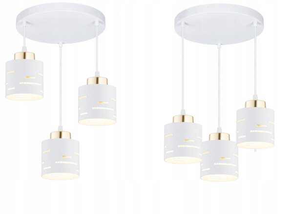 Pendelleuchte 3-flammig Weiß Gold E27 B:30 cm Modern