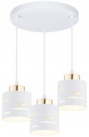 Pendelleuchte 3-flammig Wei&szlig; Gold E27 B:30 cm Modern