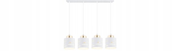 Pendelleuchte 4-flammig Metall Weiß Gold E27 L:60 cm