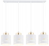 Pendelleuchte 4-flammig Metall Wei&szlig; Gold E27 L:60 cm