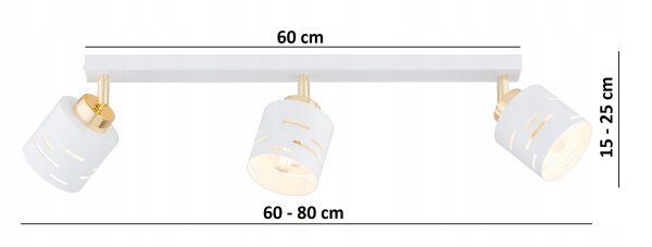 Deckenspot verstellbar Weiß Gold E27 L:60 cm Modern