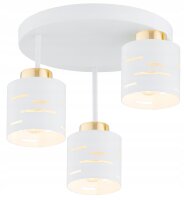 Deckenleuchte 3-flammig Weiß Gold E27 L:30 cm Modern