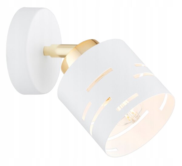 Wandspot schwenkbar Weiß Gold E27 H:15 cm dekorativ