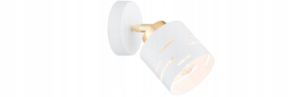 Wandspot schwenkbar Weiß Gold E27 H:15 cm dekorativ