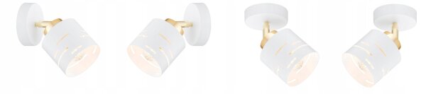 Wandspot schwenkbar Weiß Gold E27 H:15 cm dekorativ