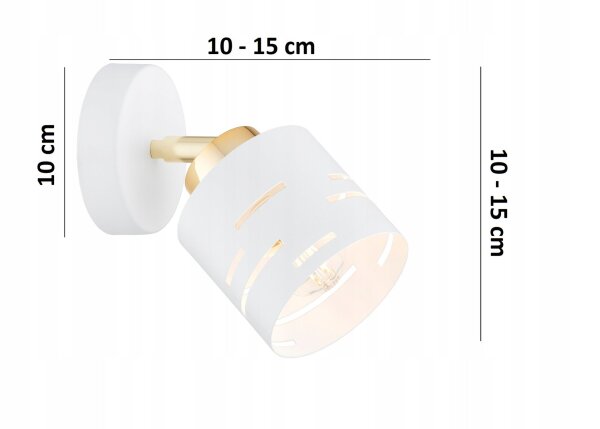 Wandspot schwenkbar Weiß Gold E27 H:15 cm dekorativ