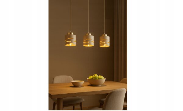 Pendelleuchte Beige Gold Metall E27 B:10 cm Modern