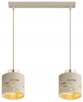 Pendelleuchte 2-flammig Beige Gold Metall E27 L:40 cm