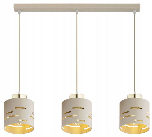 Pendelleuchte Metall Beige Gold 3-flammig E27 L:60 cm