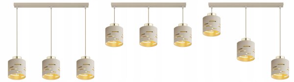 Pendelleuchte Metall Beige Gold 3-flammig E27 L:60 cm