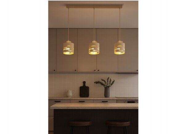 Pendelleuchte Metall Beige Gold 3-flammig E27 L:60 cm