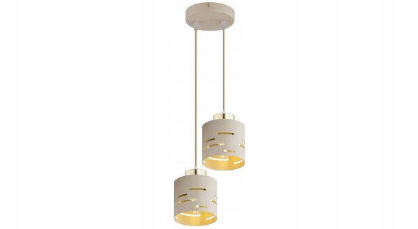 Pendelleuchte 2-flammig Beige Gold Metall E27 B:12 cm