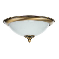 Plafonnier en laiton antique blanc verre KELSEY