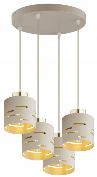 Pendelleuchte 4-flammig Metall Beige Gold E27 B:30 cm