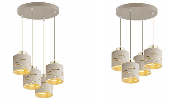 Pendelleuchte 4-flammig Metall Beige Gold E27 B:30 cm