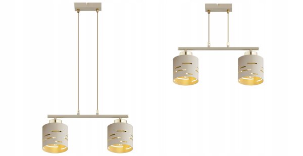 Pendelleuchte Metall Beige Gold 2-flammig E27 L:40 cm