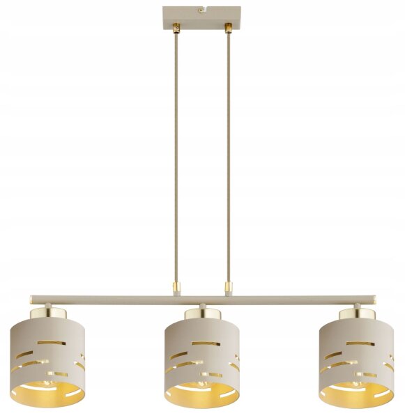 Pendelleuchte Beige Gold Metall E27 L:60 cm 3-flammig