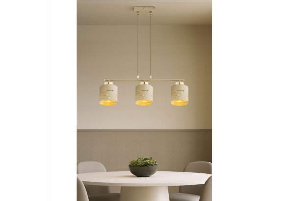 Pendelleuchte Beige Gold Metall E27 L:60 cm 3-flammig