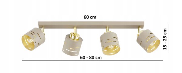 Deckenspot verstellbar Beige Gold E27 L:60 cm Modern