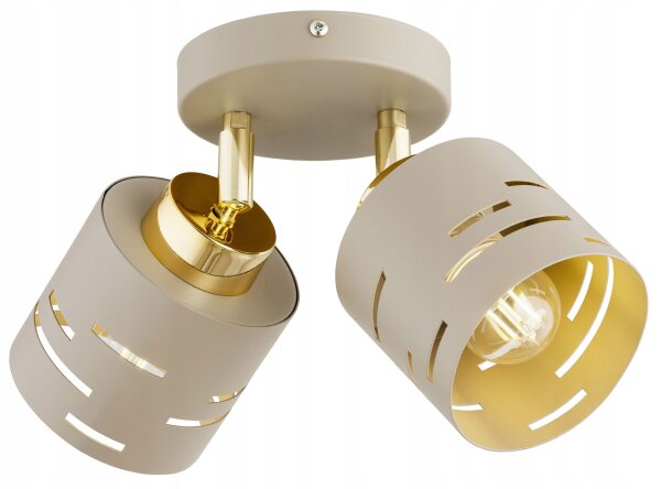 Deckenspot schwenkbar 2-flammig E27 L:32 cm Beige Gold