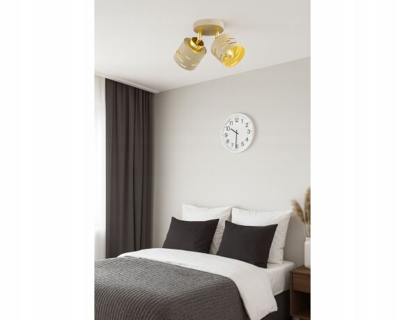 Deckenspot schwenkbar 2-flammig E27 L:32 cm Beige Gold