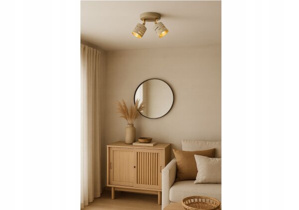 Deckenspot schwenkbar 2-flammig E27 L:32 cm Beige Gold
