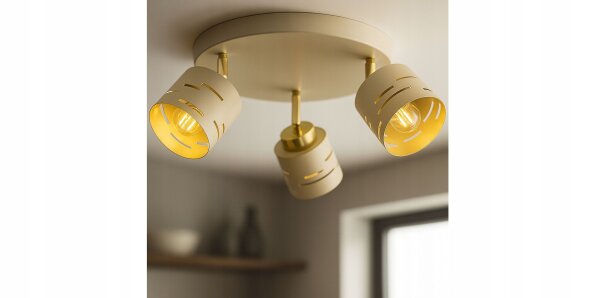 Deckenspot verstellbar 3-flammig Beige Gold E27 Ø30 cm
