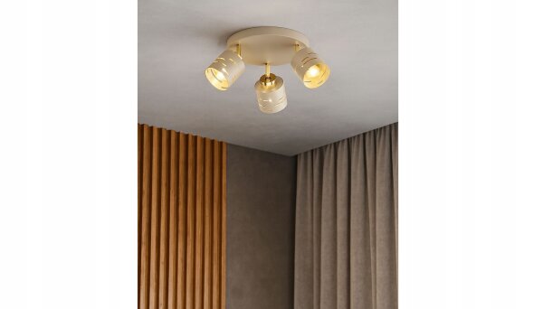 Deckenspot verstellbar 3-flammig Beige Gold E27 Ø30 cm