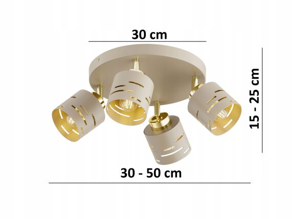 Deckenspot schwenkbar Beige Gold E27 B:30 cm dekorativ