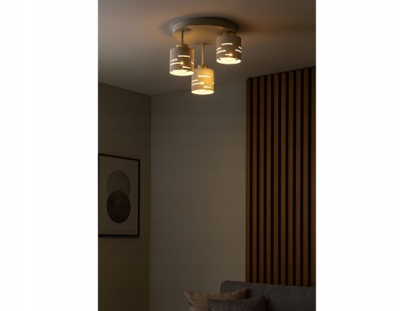 Deckenleuchte 3-flammig Beige Gold E27 Ø30 cm Modern