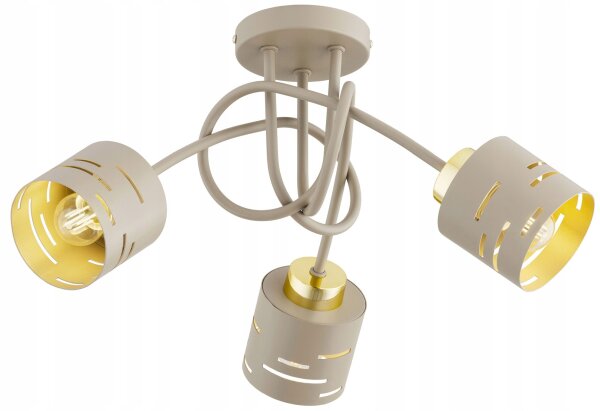 Deckenleuchte 3-flammig Beige Gold E27 L:45 cm Modern