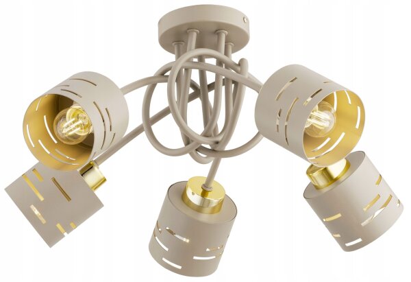 Deckenleuchte 5-flammig Beige Gold E27 L:50 cm Modern