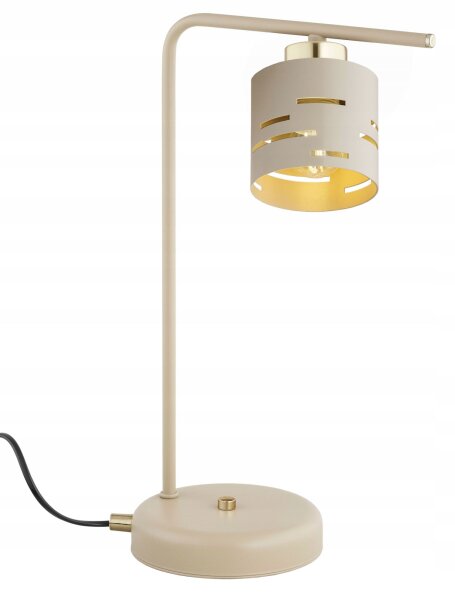Tischleuchte Ecru Gold Metall E27 H:38 cm klein Modern