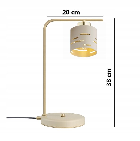 Tischleuchte Ecru Gold Metall E27 H:38 cm klein Modern