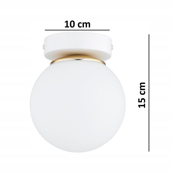Deckenleuchte Glas Metall Weiß Gold E27 B:14 cm Modern