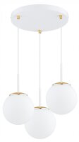 Pendelleuchte 3-flammig Glas Wei&szlig; Gold E27 B:30 cm