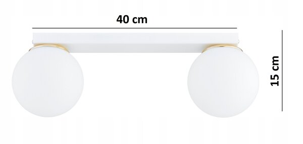 Deckenlampe Glas Weiß Gold 2-flammig E27 L:40 cm Modern