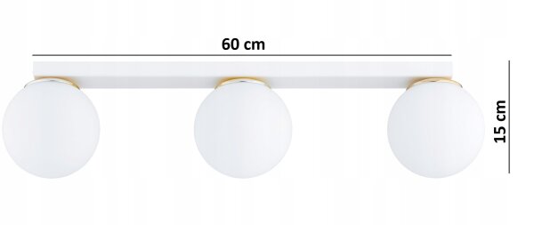 Deckenleuchte Glas Weiß Gold 3-flammig E27 L:60 cm