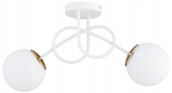 Deckenlampe Glas Weiß Gold E27 L:40 cm 2-flammig Modern