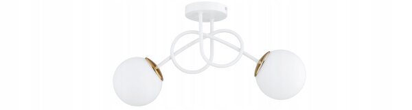 Deckenlampe Glas Weiß Gold E27 L:40 cm 2-flammig Modern