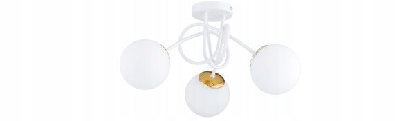 Deckenlampe Weiß Gold Glas 3-flammig E27 L:50 cm Modern
