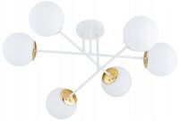Deckenleuchte 6-flammig Glas Weiß Gold E27 B:70 cm