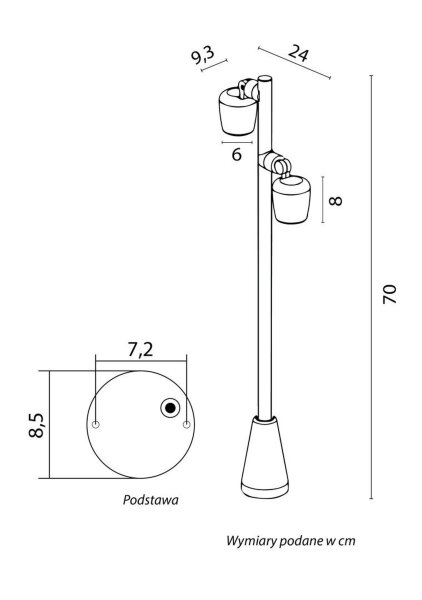 Wegeleuchte Alu Schwarz verstellbar 70 cm GU10 IP65